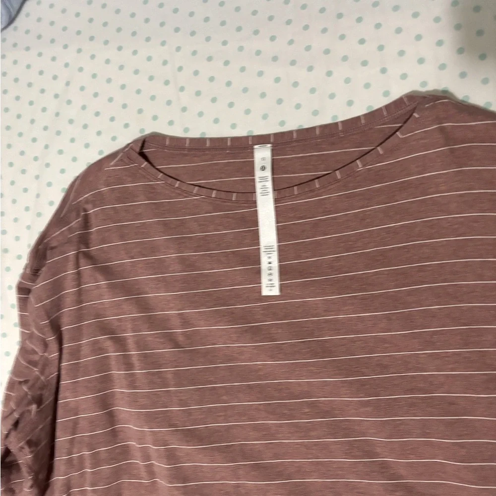 Lululemon Back in Action Long Sleeve Striped Mauve/Pink Top
